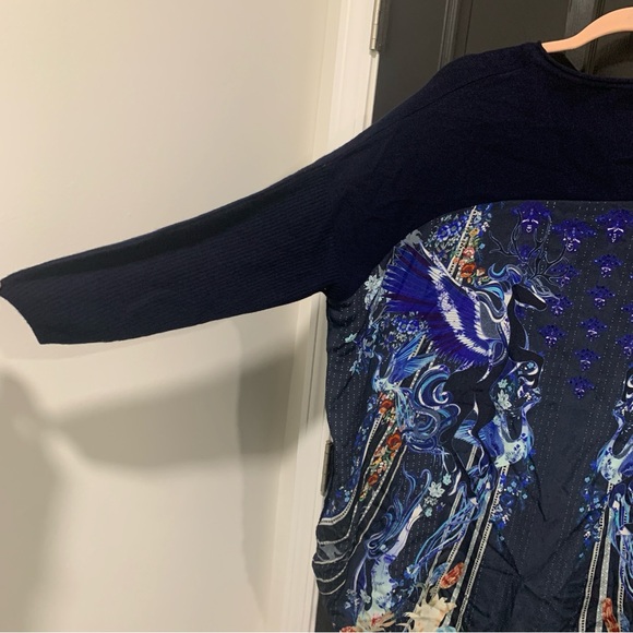 Camilla | Mare Mystique Marino Wool & Silk V Neck Jumper With Print Back | Sz OS - Picture 14 of 17
